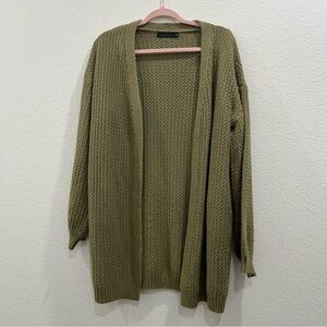 VTSGN open front‎ long cardigan with hidden pockets in light olive green, sage M
